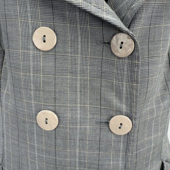 IRISβ SETLAKWE Wool Blend Button-Up Double-Breasted Plaid Sheath Gray Dress 12 - Picture 7 of 12